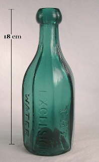 8-sided mineral water bottle from the 1850's; click to enlarge.