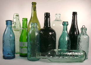 Grouping of soda & mineral water bottles; click to enlarge.