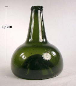 18th century "onion" wine/spirits botte; click to enlarge.