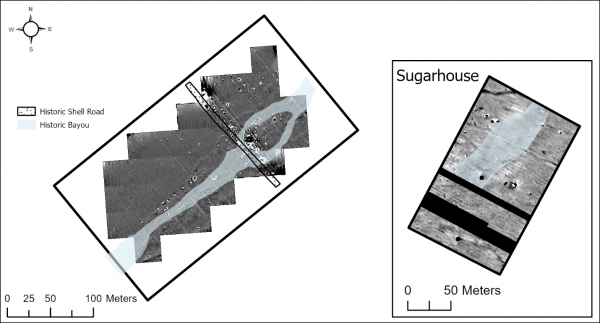 Figure 2. Magnetometry data at the village and sugarhouse.
