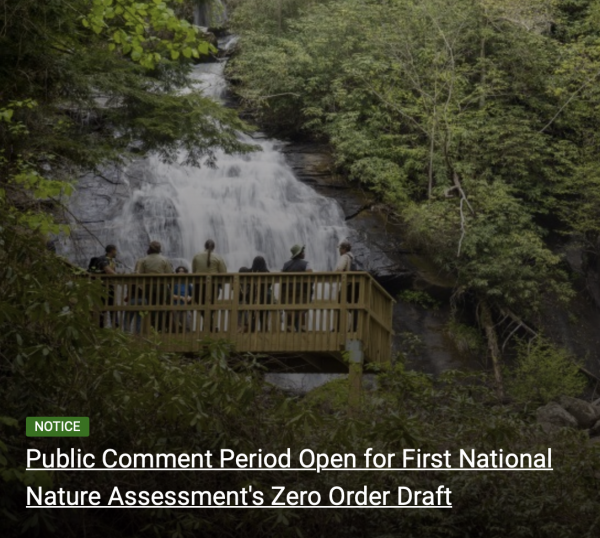 Notice for public comment period on First National Nature Assessment's Zero Order Draft